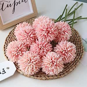 Artificial Flowers Chrysanthemum Ball Flowers Bouquet 10pcs Present for Important People Glorious... | Amazon (US)