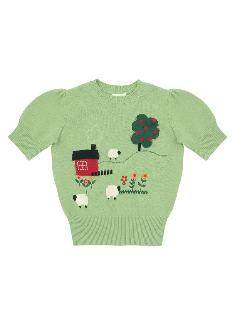 Dorothea Farmyard Intarsia Embroidered Knitted Top | Joanie