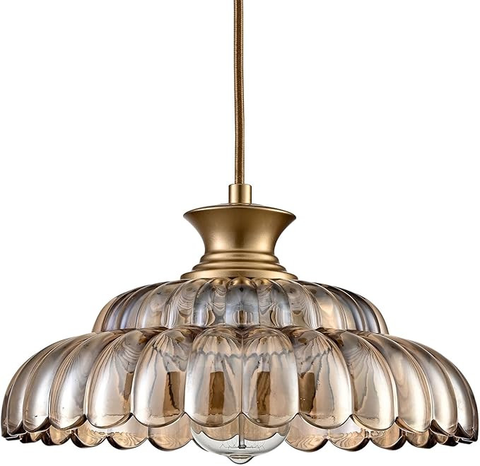 HYDELITE Vintage Amber Glass Pendant Light with Adjustable Hanging Cord | Amazon (US)
