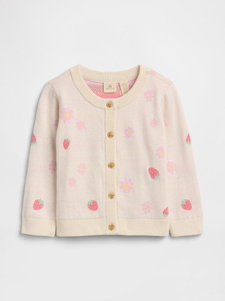 Baby Print Crewneck Cardigan | Gap Factory