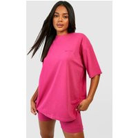 Womens Oversized T-Shirt And Biker Short Set - Pink - S | boohoo (US & Canada)