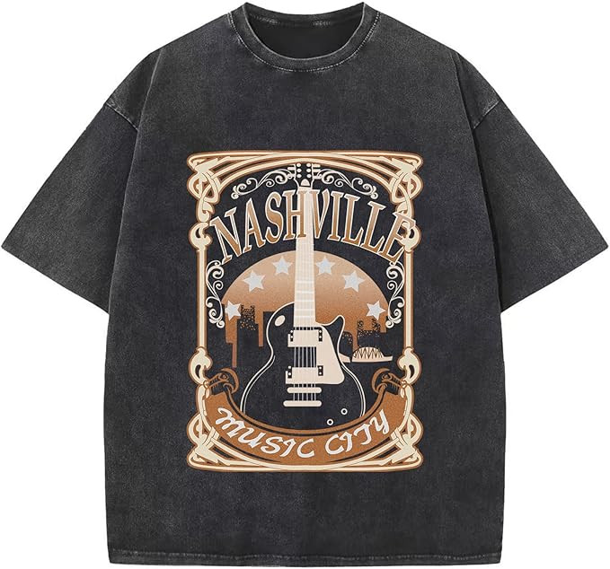 Women's Nashville Music City Tshirt Country Concert Tops Vintage Guitar Graphic Tees Oversized Te... | Amazon (US)