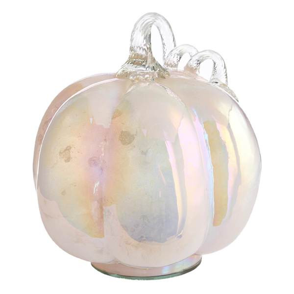 White Iridescent Glass Pumpkin, 7.5" | At Home