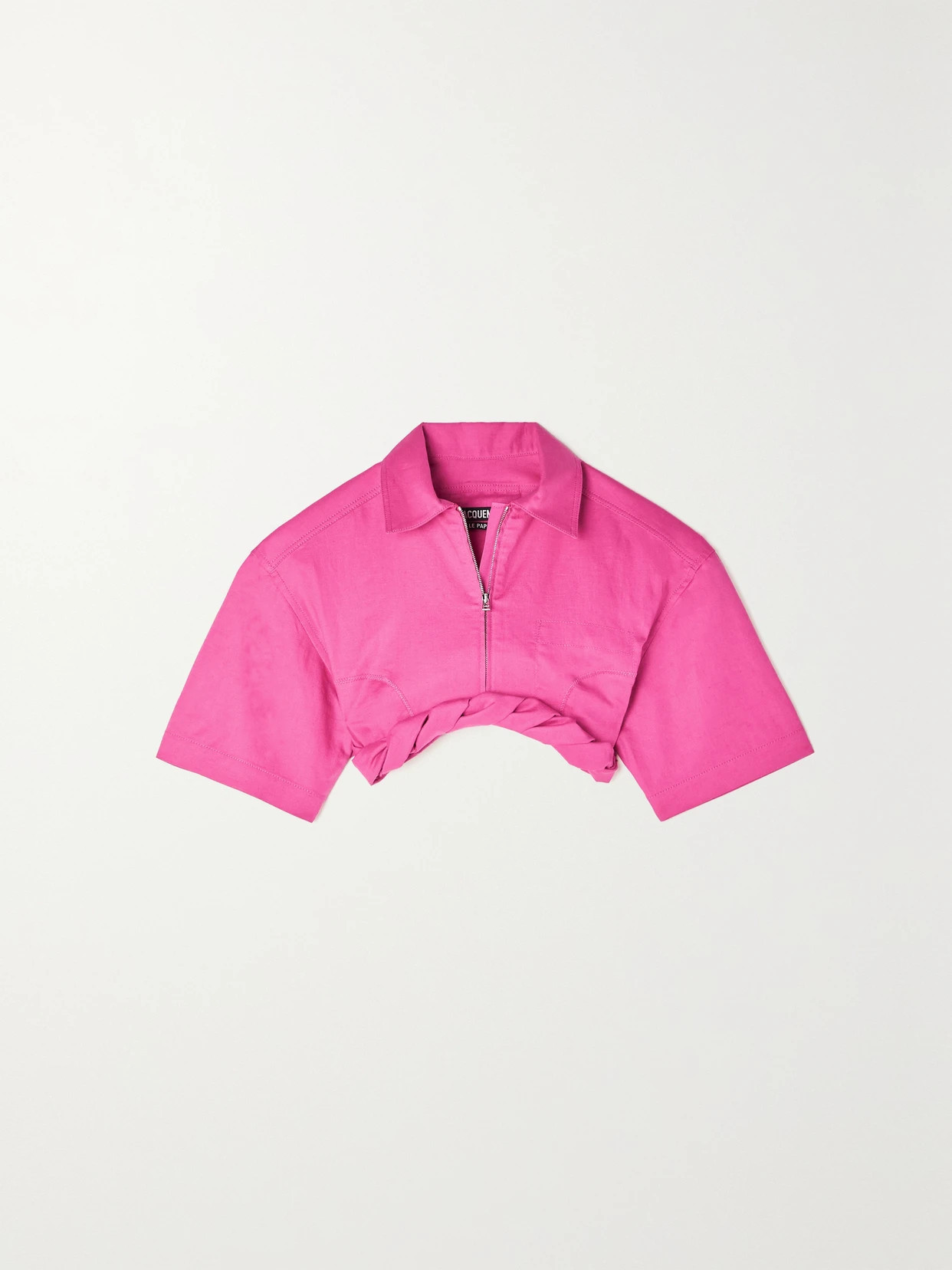 Jacquemus - Cropped Draped Cotton And Linen-blend Top - Pink | NET-A-PORTER (US)