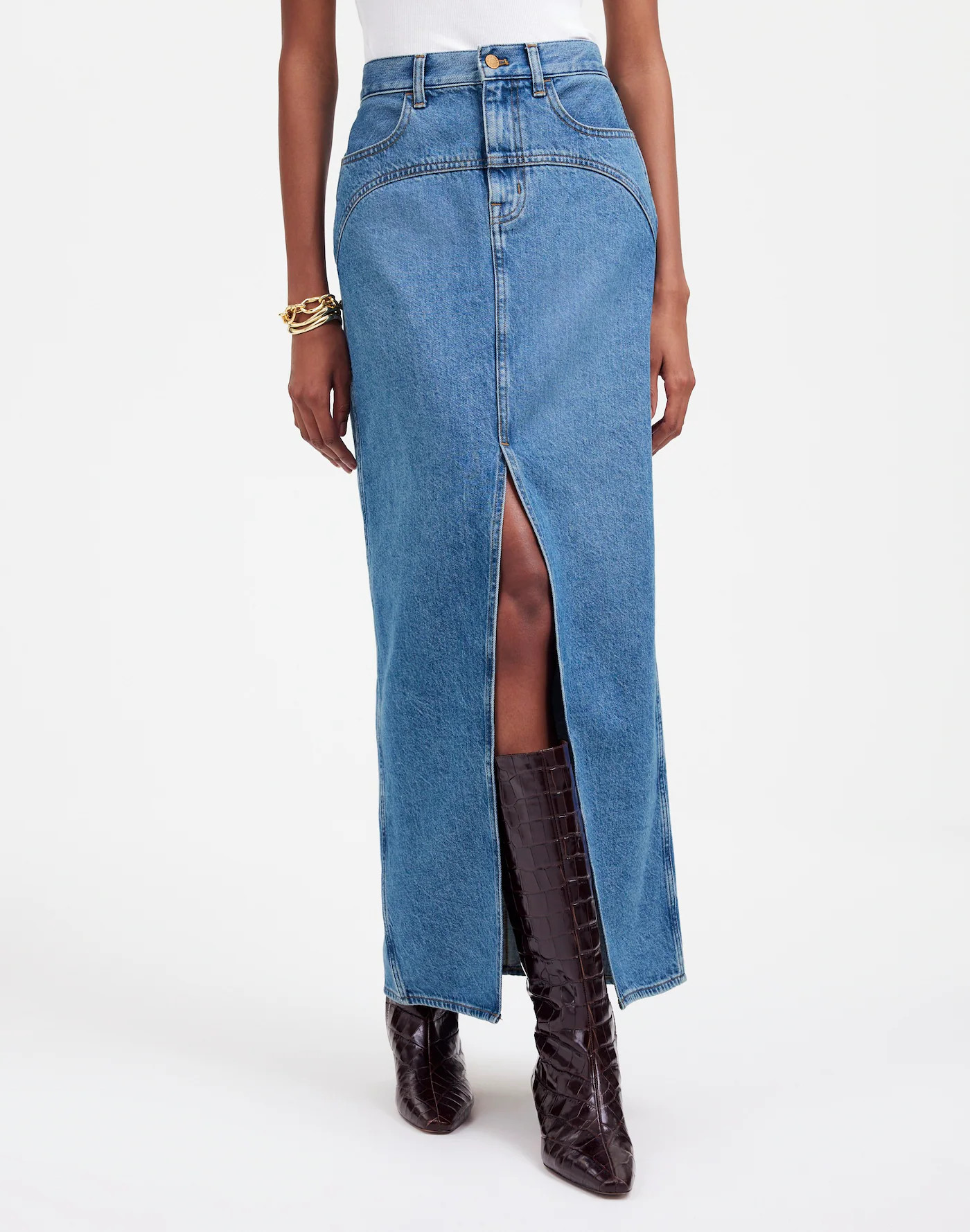 Denim Western Maxi Skirt in Emario Wash | Madewell
