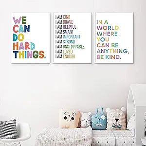 Pennclys Colorful Inspirational Quotes Wall Art Nursery Canvas Wall Decor Inspirational Art Print... | Amazon (US)