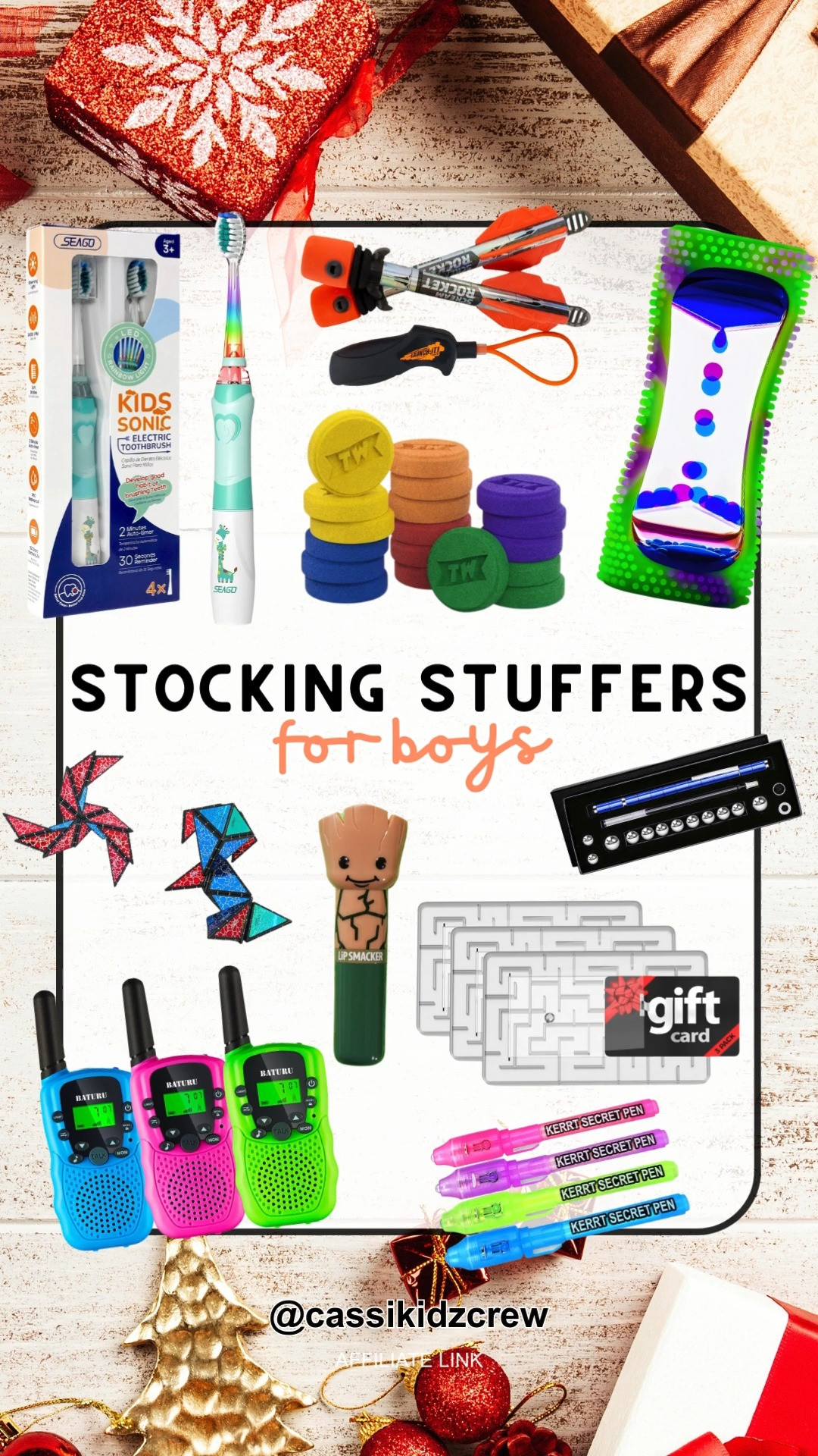 "Looking for the perfect gifts for the boys this Christmas? Check out these fun and educational stocking stuffers! From bath bombs to walkie talkies, these gifts will keep them entertained and learning. Plus, they're all under $10! 🎁✨

#christmasgifts #stockingstuffers #kidsgifts #christmasshopping #amazonfinds #holidaygifts #funlearning #christmasstockingstuffers #kidsfun #holidayshopping"													 

 #LTKGiftGuide #LTKHoliday #LTKKids