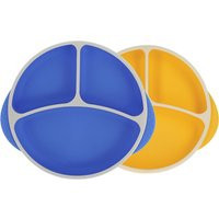 Round Silicone Suction Plate & Lid (2 Pack) | Blue / Yellow | Nuby (US)