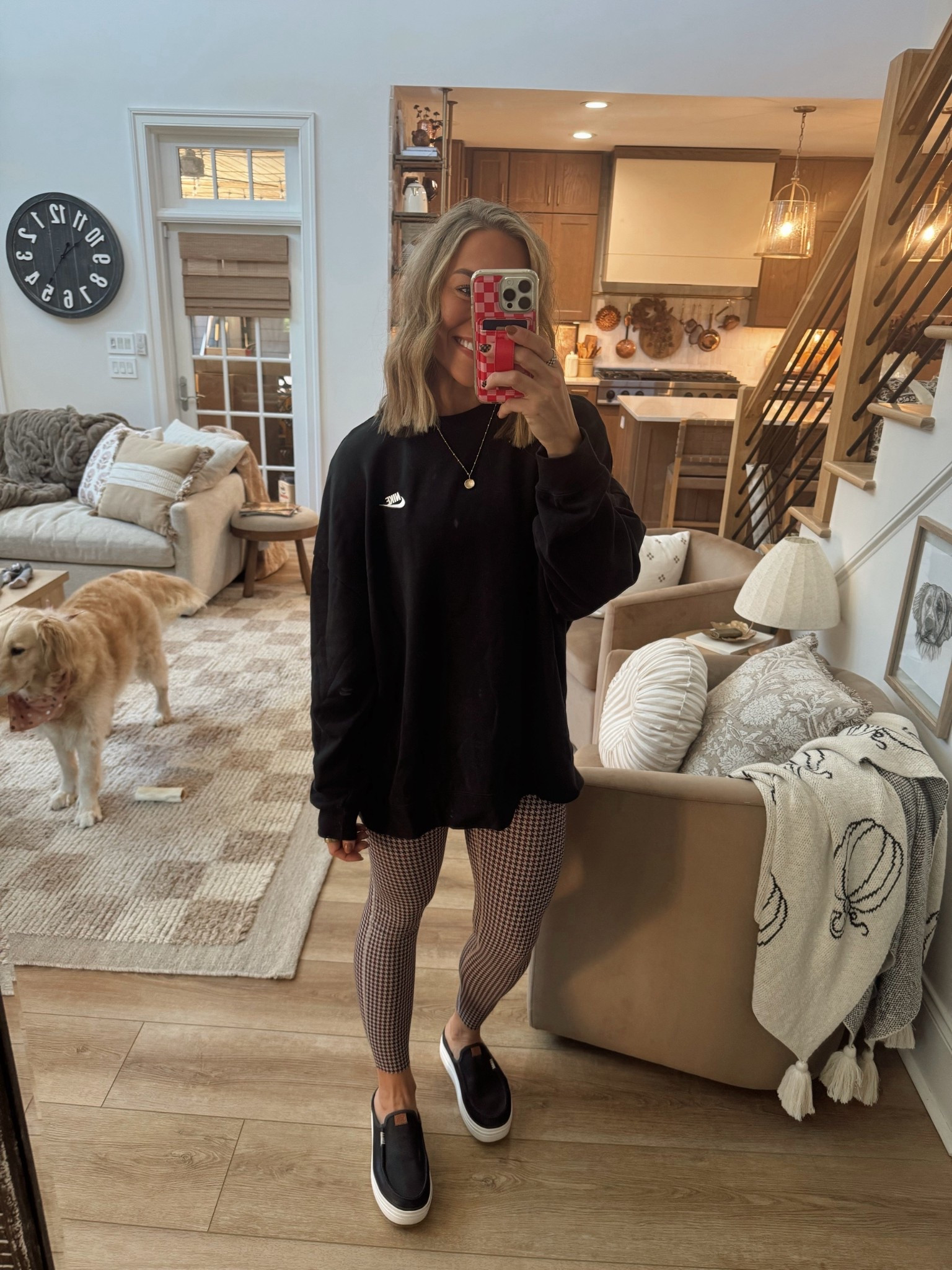 OOTD🖤 XL in this crewneck for an oversized fit w/ leggings! Tons of colors! Small / regular in these leggings & tts in my hey dude slides! 

Fall fit / comfy / cute / style inspo / Abercrombie / kohls / Holley Gabrielle 

#LTKSeasonal #LTKFindsUnder100 #LTKFindsUnder50