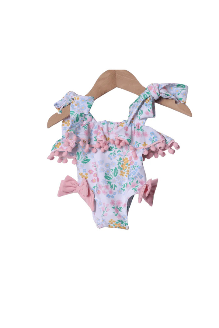 Floral Tie Shoulder Swimsuit | The Smocked Flamingo
