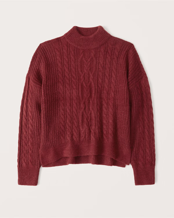 Women's Cable Wedge Mockneck Sweater | Women's Tops | Abercrombie.com | Abercrombie & Fitch (US)