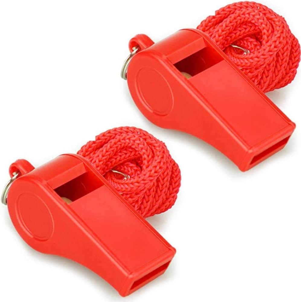 Fya Whistle, Red Emergency Whistle with Lanyard, 2PCS Super Loud Plastic Whistles Perfect for Sel... | Amazon (US)