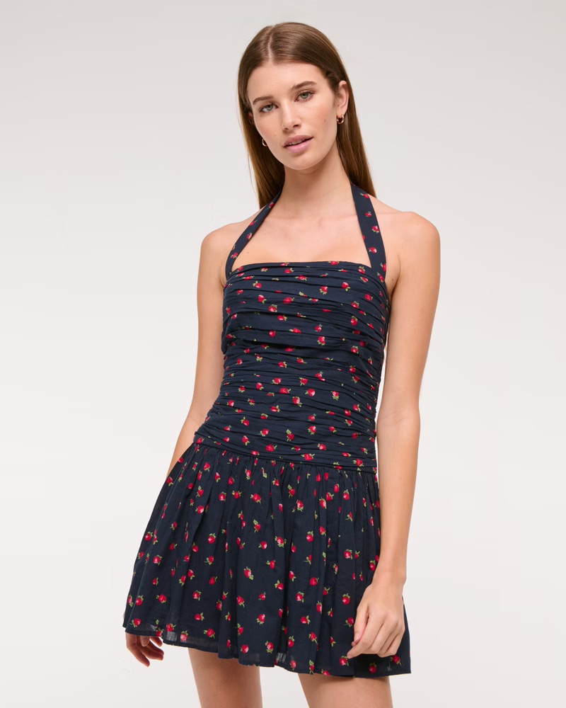 The A&F Emerson Drop-Waist Halter Mini Dress | Abercrombie & Fitch (US)
