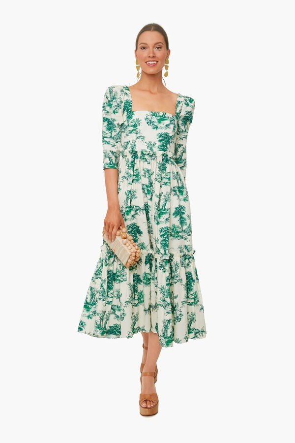 Forest Toile Green Bluehill Dress | Tuckernuck (US)