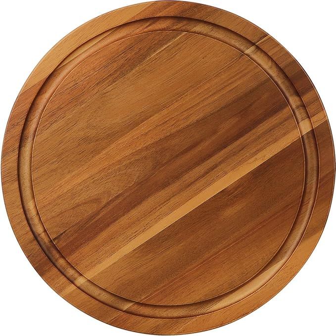 AIDEA Round Cutting Board Acacia Wood Cheese Board and Thick Charcuterie Board With Juice Groove | Amazon (US)