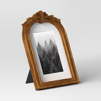 5"x7" Matted to 4"x6" Ornate Arch Table Frame Antique Brass - Threshold™ | Target