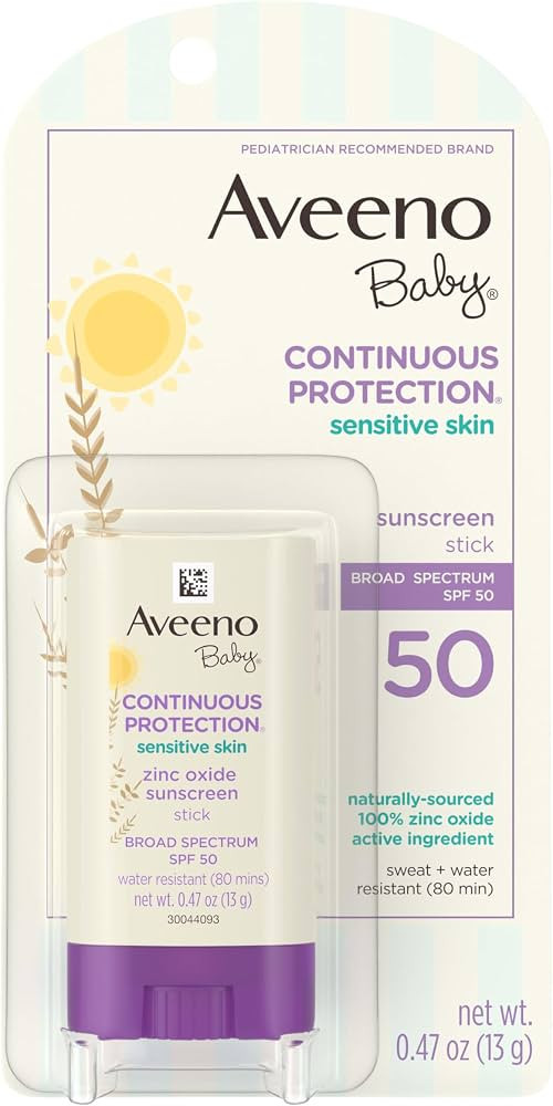 Aveeno Baby Continuous Protection Mineral Sunscreen Stick for Sensitive Skin with Broad Spectrum ... | Amazon (US)