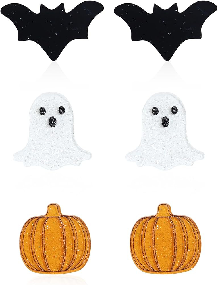 Funny Cute Halloween Cartoon Pumpkin Ghost Drop Dangle Earrings Handmade Lightweight Bat Witch Ma... | Amazon (US)