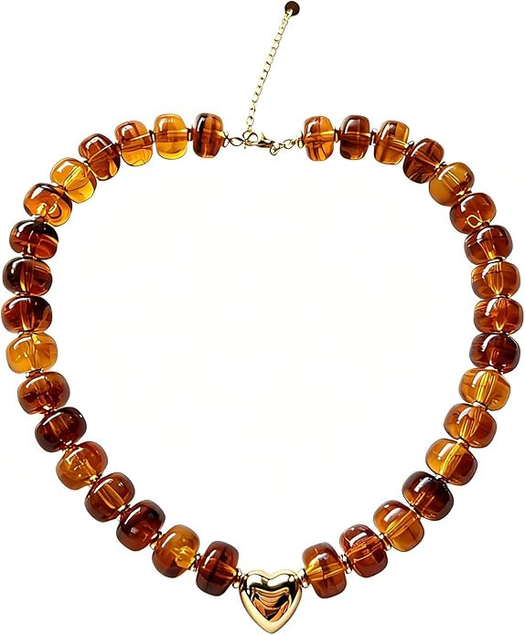 Colorful Resin Chunky Beaded Choker Necklace for Women, Summer Boho Chunky Beaded Necklace Beach ... | Amazon (US)