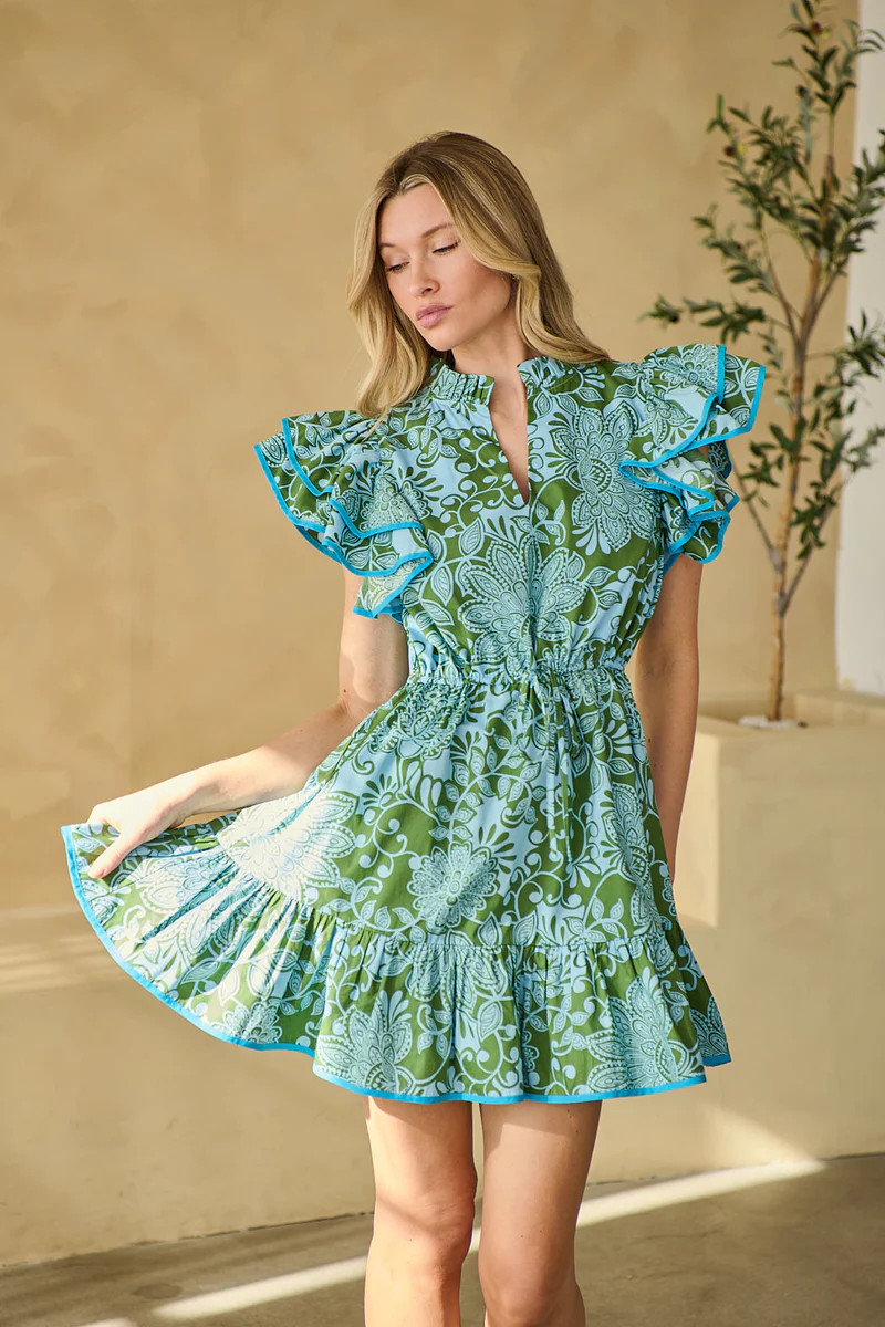 Alina Ruffle Shift Mini Dress Margie Floral | Sugarlips