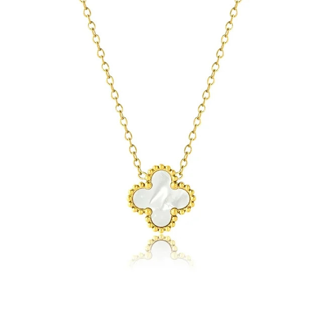 JeenMata White Flower Pendant Necklace in Yellow Gold Plated - Walmart.com | Walmart (US)