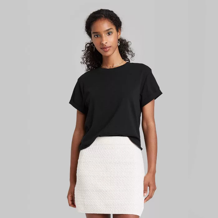 Women's Short Sleeve Roll Cuff Boxy T-Shirt - Wild Fable™ | Target