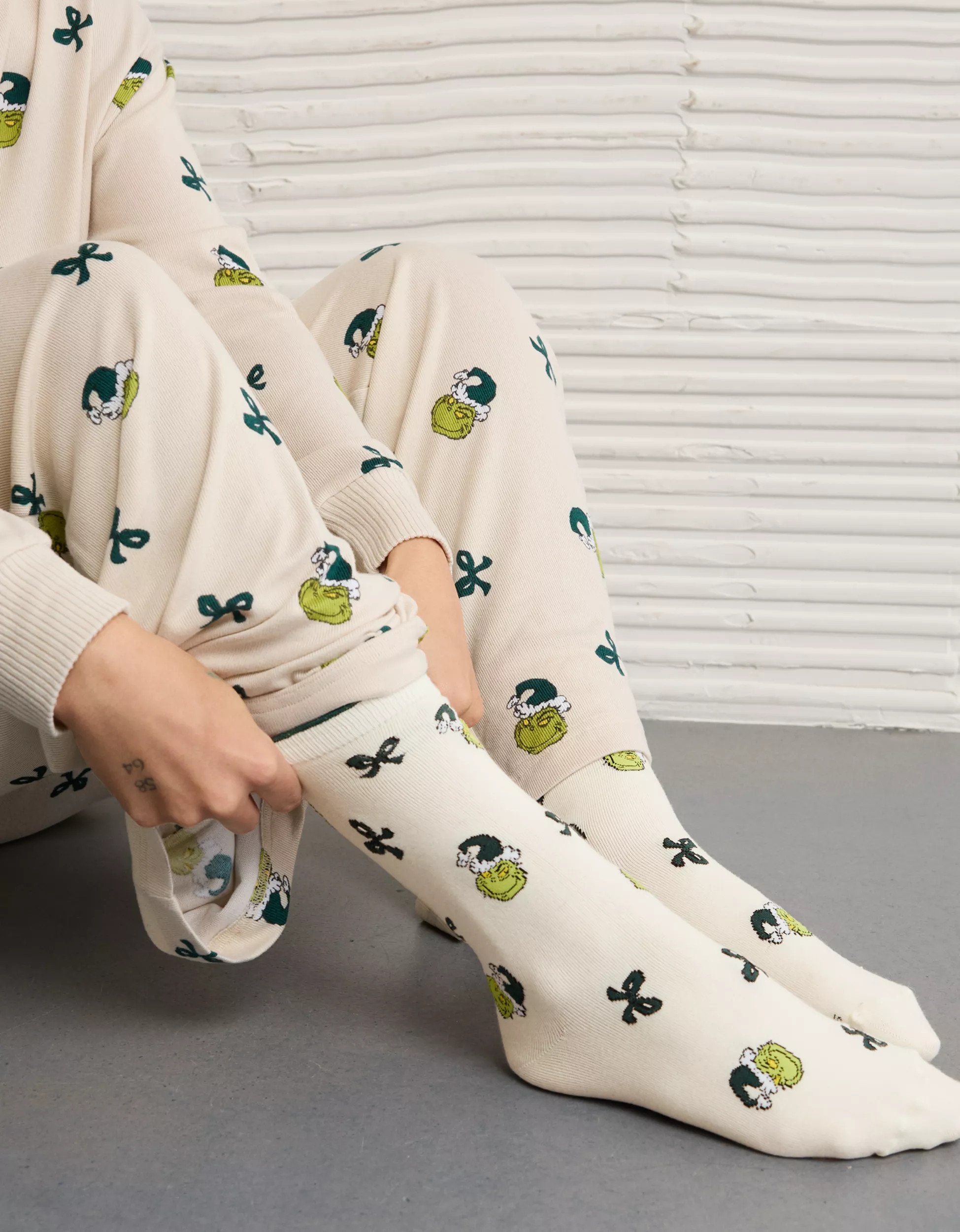 AE Grinch Ruffle Crew Socks | American Eagle Outfitters (US & CA)