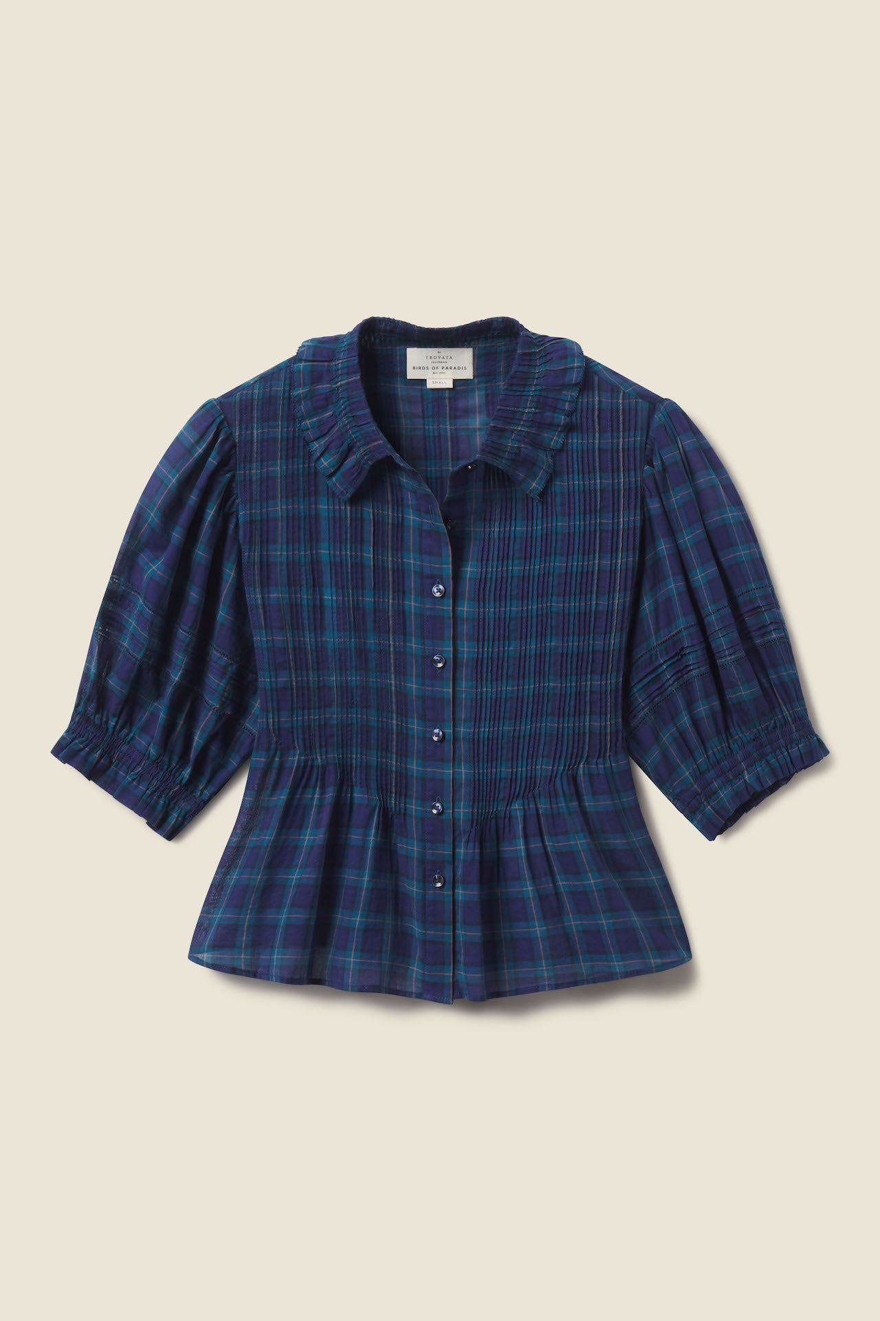 Jess Blouse Oceanside Plaid | TROVATA