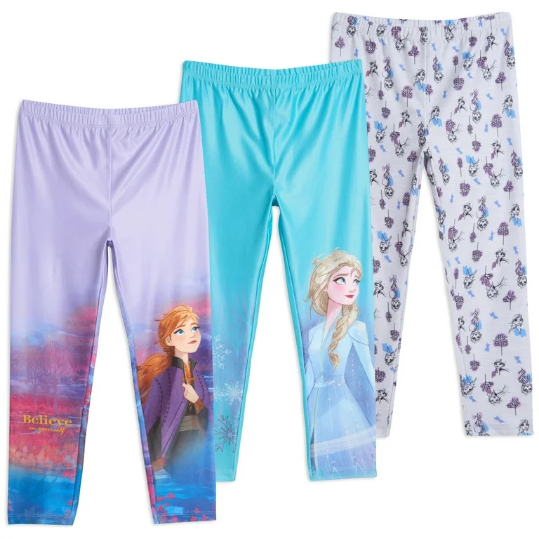 Disney Frozen Elsa Princess Anna Little Girls 3 Pack Leggings Toddler to Big Kid | Walmart (US)