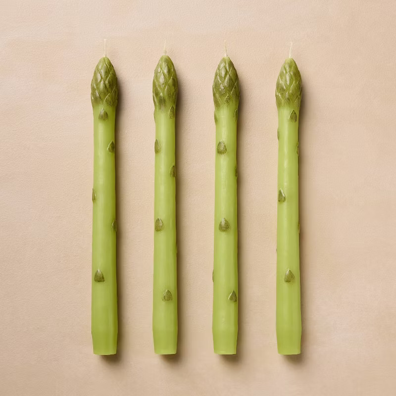 4pk Taper Candles Unscented Asparagus Green - John Derian for Target | Target