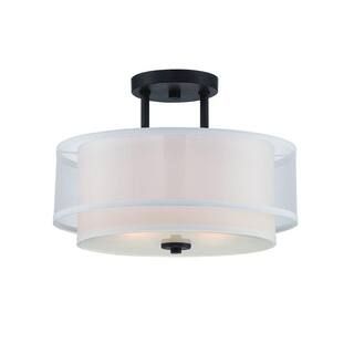 Fusion 2-Light Biscayne Bronze Interior Incandescent Semi Flush Mount | The Home Depot