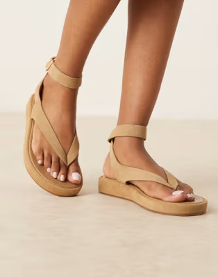 Mango suede ankle strap sandals in tan | ASOS (Global)