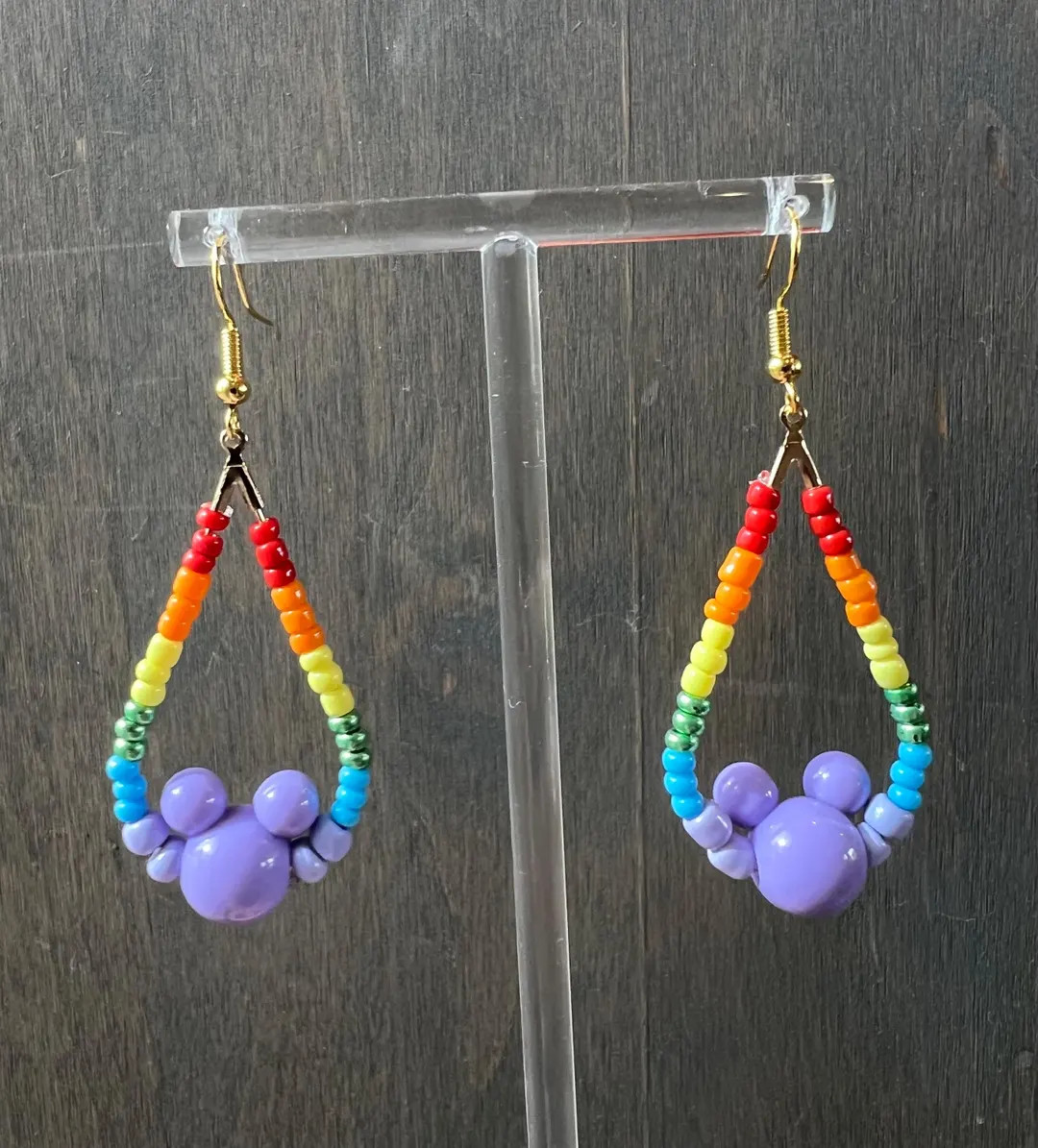 Artsy Earrings, Rainbow Earrings, Rainbow Mouse Earrings, Festival Disney Earrings, Mouse Earring... | Etsy (US)