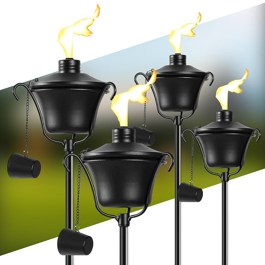 Citronella Torches Set of 4, 3-Prong Grounded Stake Outdoor Torches ，14.5 oz Garden Torches for... | Amazon (US)