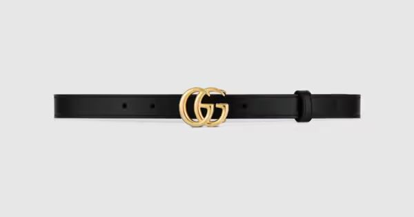GG Marmont thin leather belt with shiny buckle | Gucci (US)