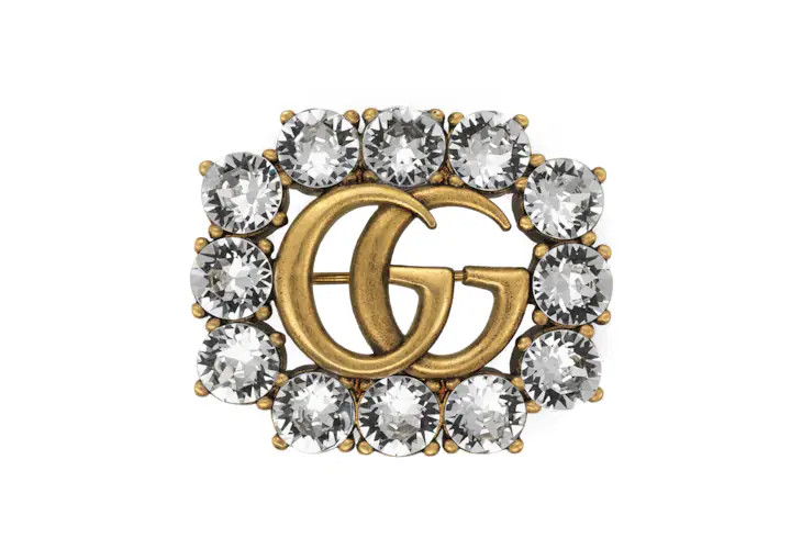 Gucci Metal Double G brooch with crystals | Gucci (US)