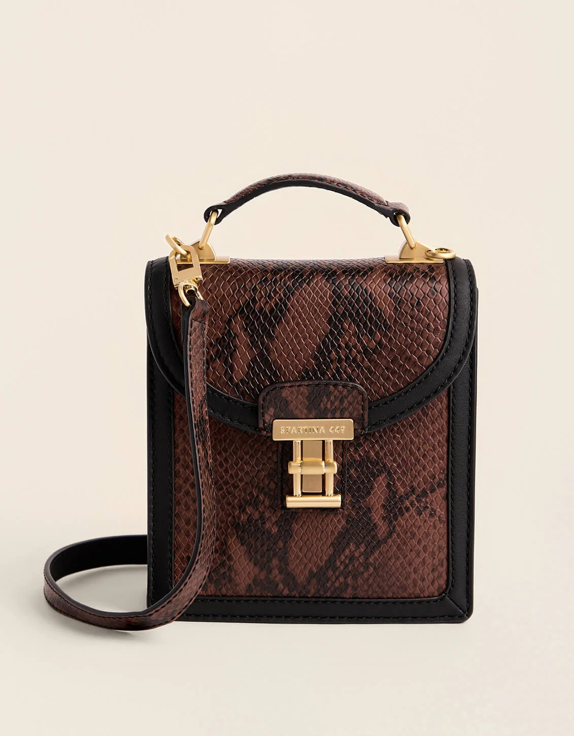 Siren Case Leather Crossbody Brown Python | Spartina 449