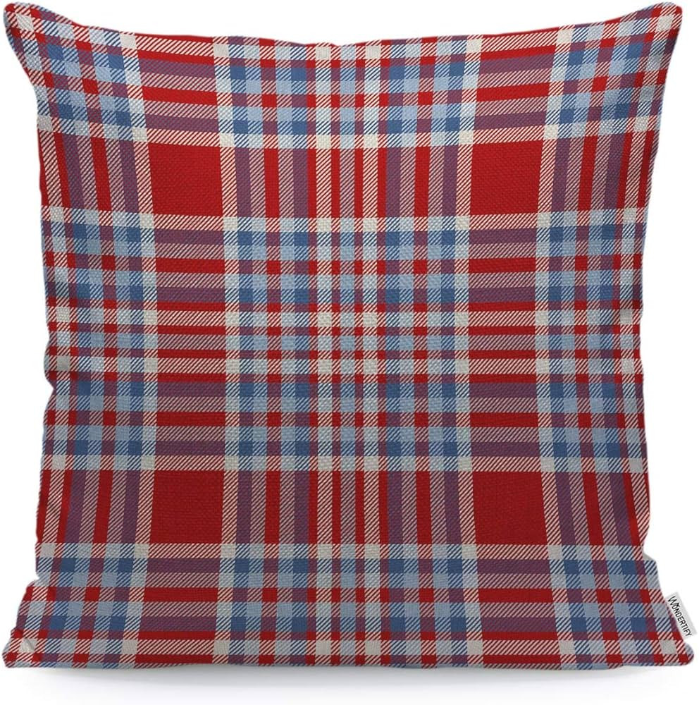 WONDERTIFY Throw Pillow Case Cover Tartan Plaid Pattern Checkered Fabric Texture Moderate Light B... | Amazon (US)