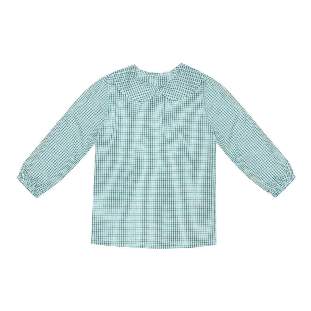 Hunter Green Windowpane Peter Pan Shirt | Loozieloo