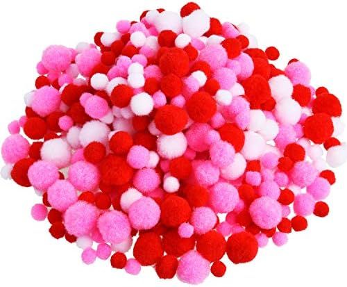 500 Pieces Valentines Pom Poms Fluffy Pom Balls Small Craft Pompoms for Valentine's Day Decoration D | Amazon (US)