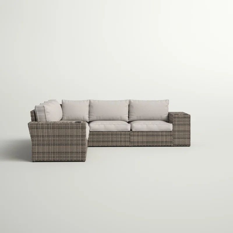 Buckworth 102'' Wide Outdoor Wicker Reversible Patio Sectional with Cushions | Wayfair North America