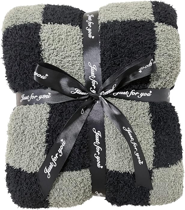 Ultra Soft Checkered Blanket Black Cozy Buffalo Check Throw Fluffy Knitted Reversible Throw Blank... | Amazon (US)