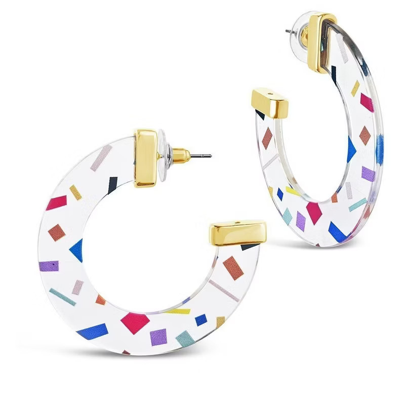SHINE by Sterling Forever Gold Tone 50mm Cap Resin Hoop Earrings | Target