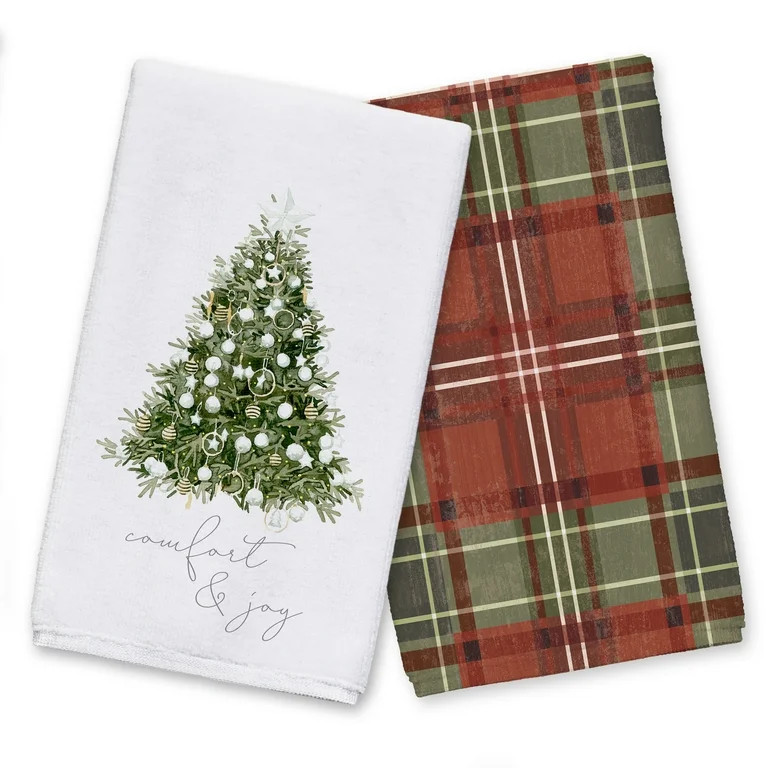 Creative Products Comfort and Joy Watercolor Christmas Tree 16 x 25 Tea Towel Set of 2 | Walmart (US)