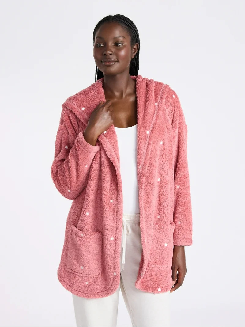 Joyspun Women’s Plush Sleep Cardigan, Size XS-3XL | Walmart (US)
