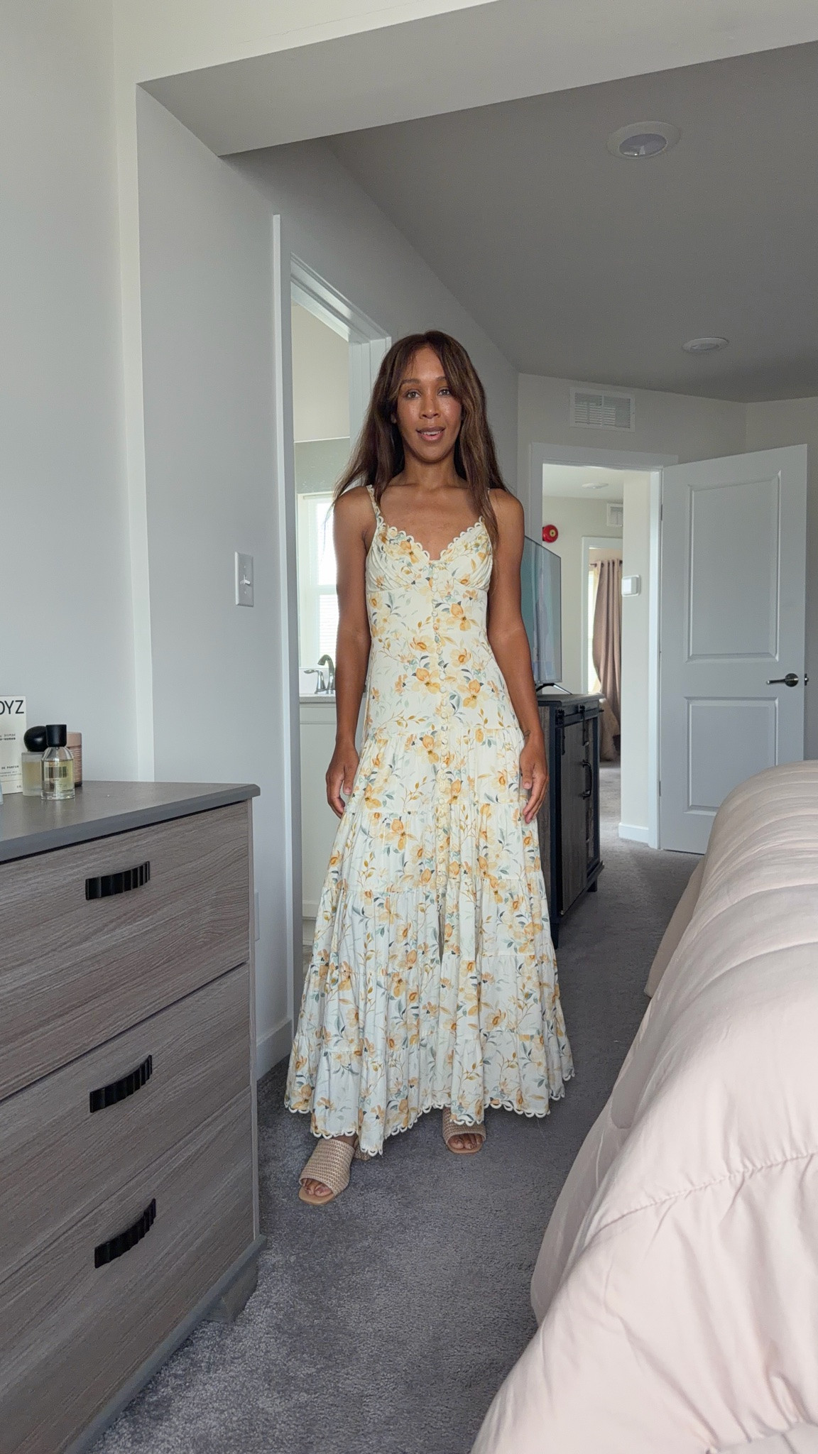 Floral yellow wedding guest dress ￼

#LTKWedding #LTKPetite