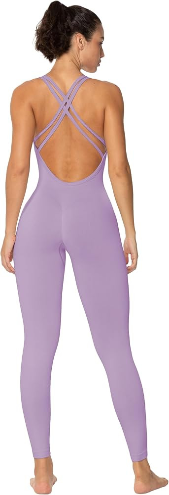 Sunzel Jumpsuits for Women Backless, Seamless Workout One Piece Bodycon Romper Scoop Neck, Butt S... | Amazon (US)