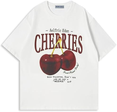 Aelfric Eden Oversized Graphic Tees Unisex Cherries Print T Shirts Casual Summer Short Sleeve Top... | Amazon (US)