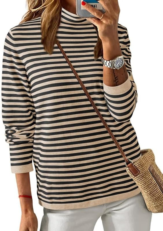 Dokotoo Women's Lightweight Sweaters 2024 Fashion Striped Long Sleeve Sweaters Casual Pullover Tu... | Amazon (US)