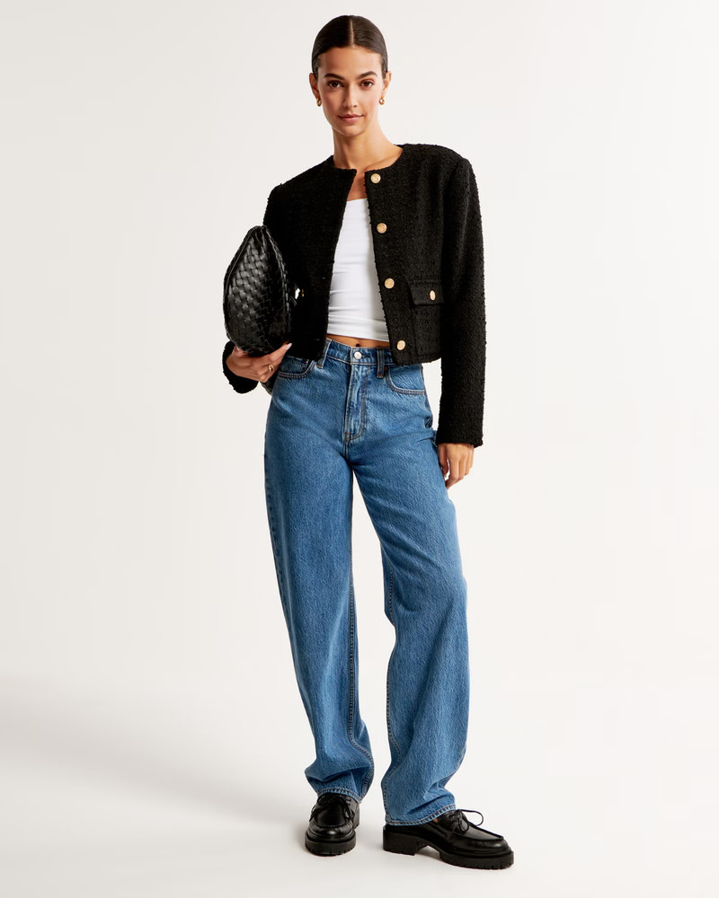 Collarless Tweed Jacket | Abercrombie & Fitch (US)